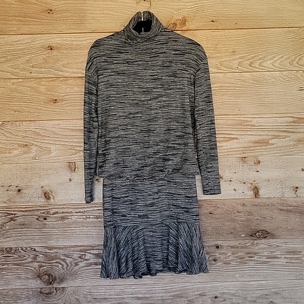 Anthropologie Bailey 44 Black and Gray Marled Greta Mock Neck Dress